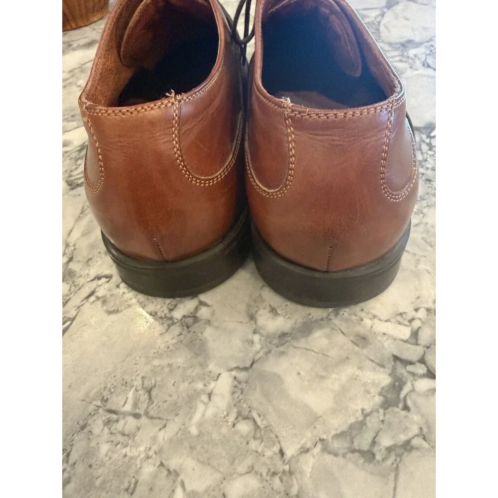 Johnston & Murphy Mens 10M Brown Leather Split Toe Derby Oxford Shoes